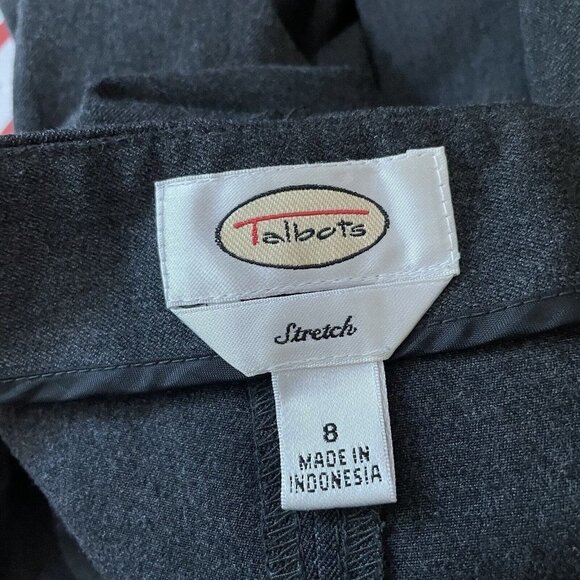 Talbots Women SZ 8 Charcoal Gray Waistless Flat Front Straight Leg Dress Pants - Picture 7 of 8